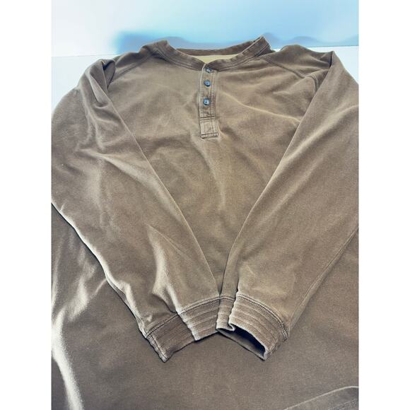 Men’s Long Sleeve  Henley 2XL Soft Casual Brown Outdoor Gorpcore Casual Dad Core - Picture 6 of 7